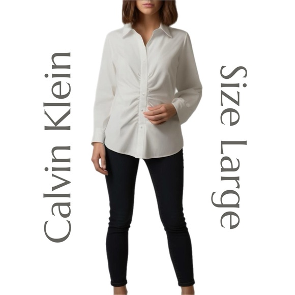 Calvin Kline - Ruched Blouse - Size Large - Picture 1 of 9